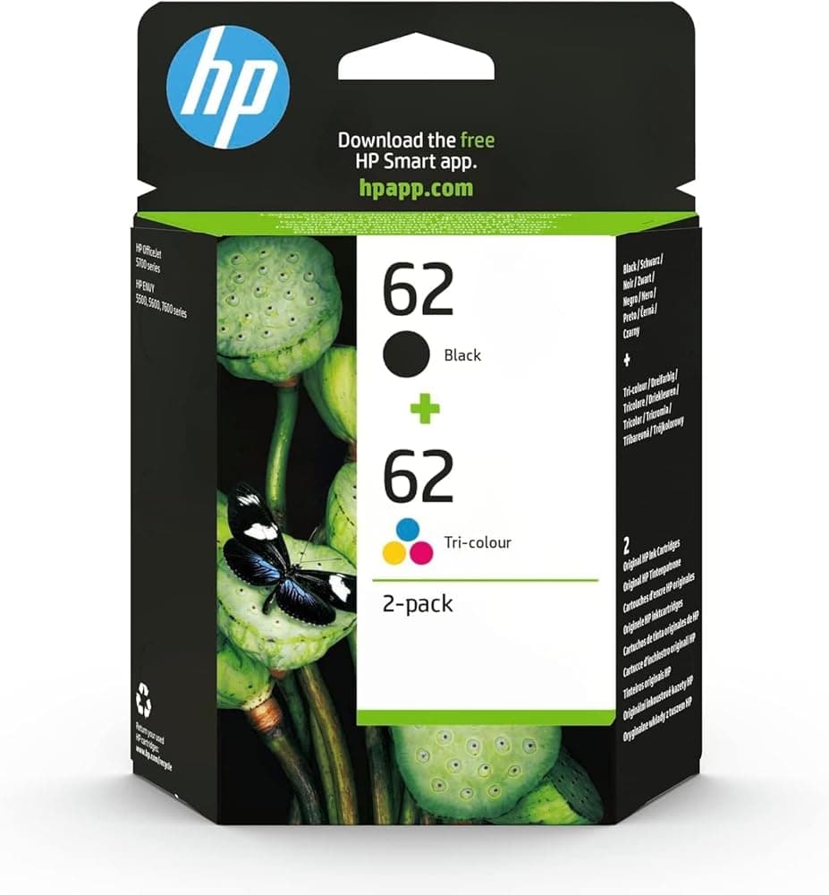 Pack cartouches HP 62 noir et couleur