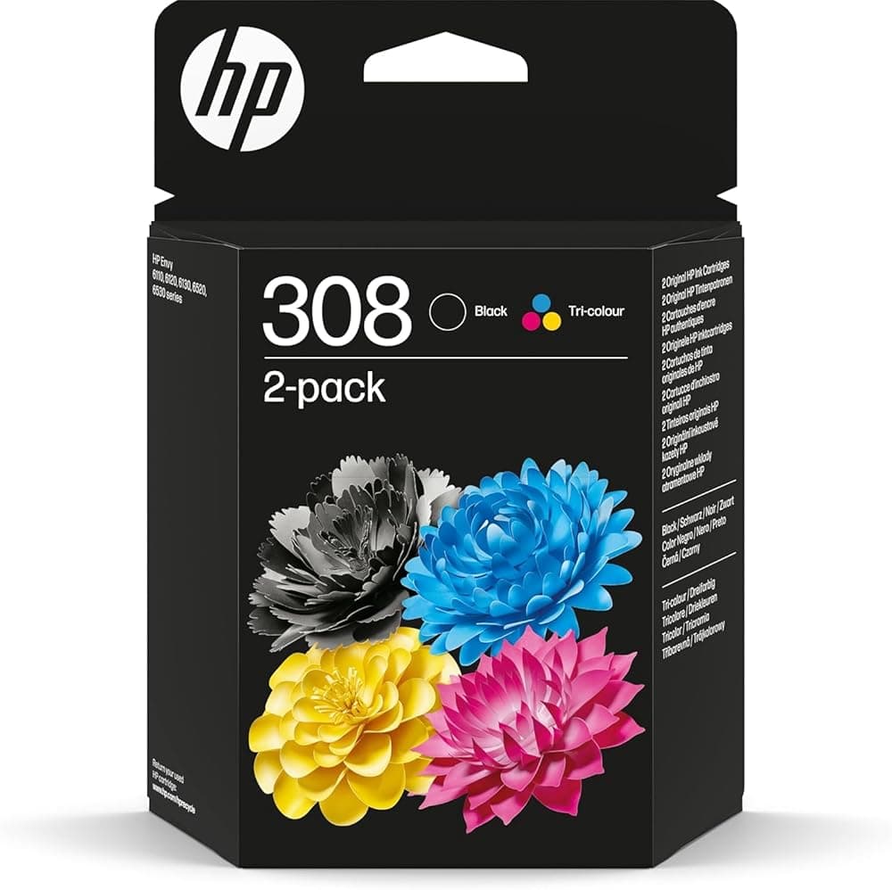 Pack cartouches HP 308 noir et tricolore