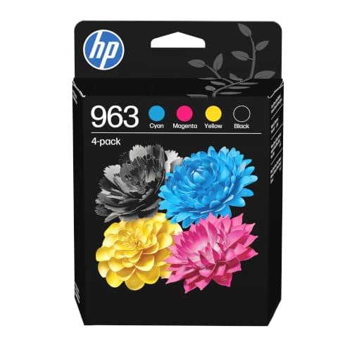 Pack de 4 cartouches d'encre HP 963 originales, noir, cyan, magenta et jaune, référence constructeur 6ZC70AE
