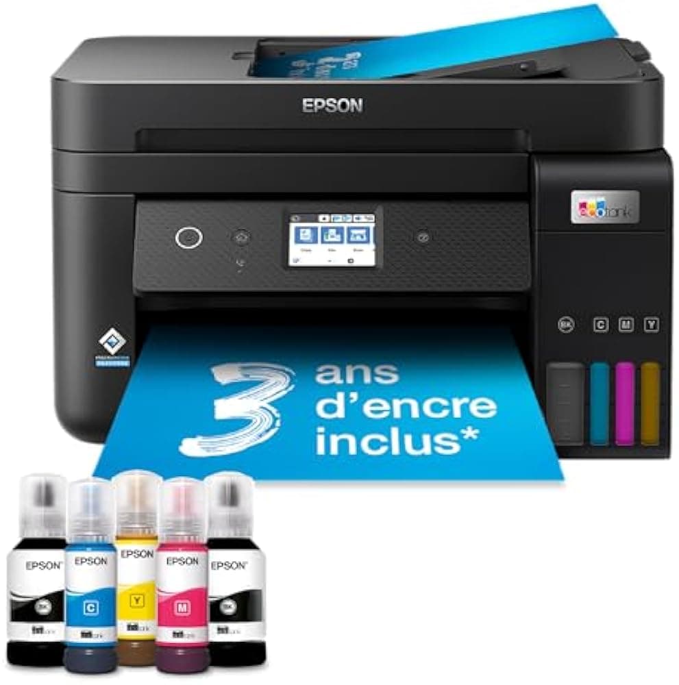 Imprimante Epson EcoTank ET-4850 avec ses 4 flacons d'encre