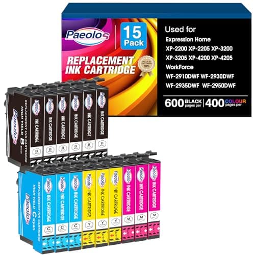 Lot Paeolos de 15 cartouches compatibles Epson 604XL : six noires, trois cyan, trois magenta, trois jaunes