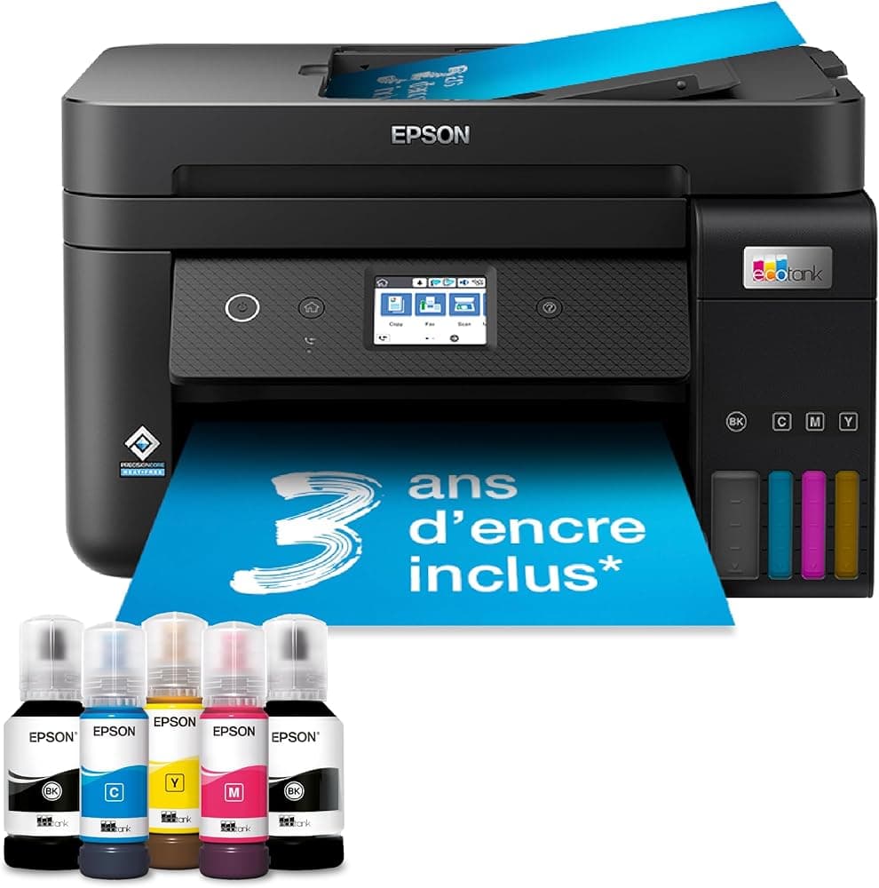Imprimante Epson EcoTank ET-4850 avec ses 4 flacons d'encre